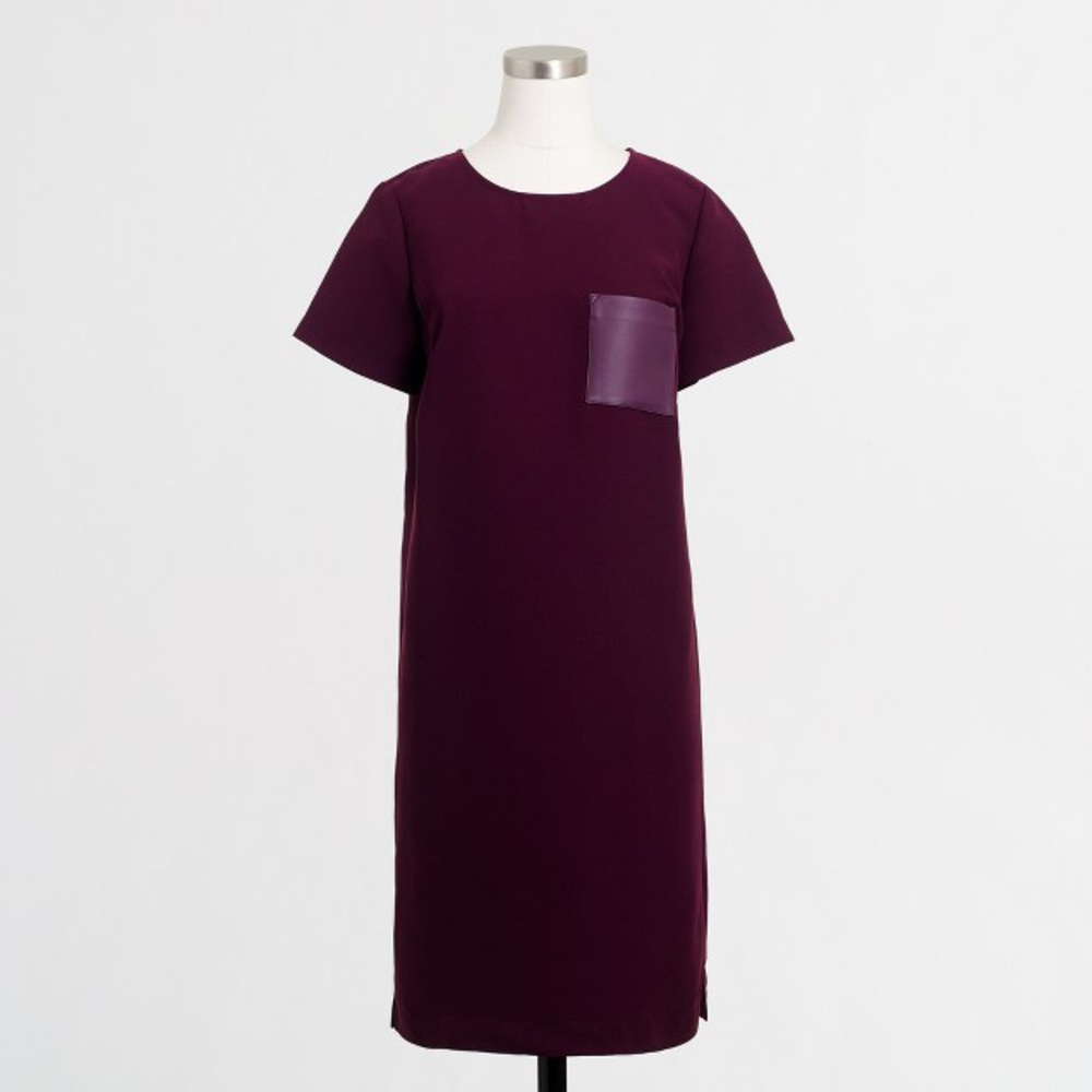 J. Crew Factory - Purple Leather Pocket Tee Dress